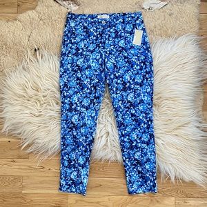 Michael Kors Blue Floral Ankle Pants
